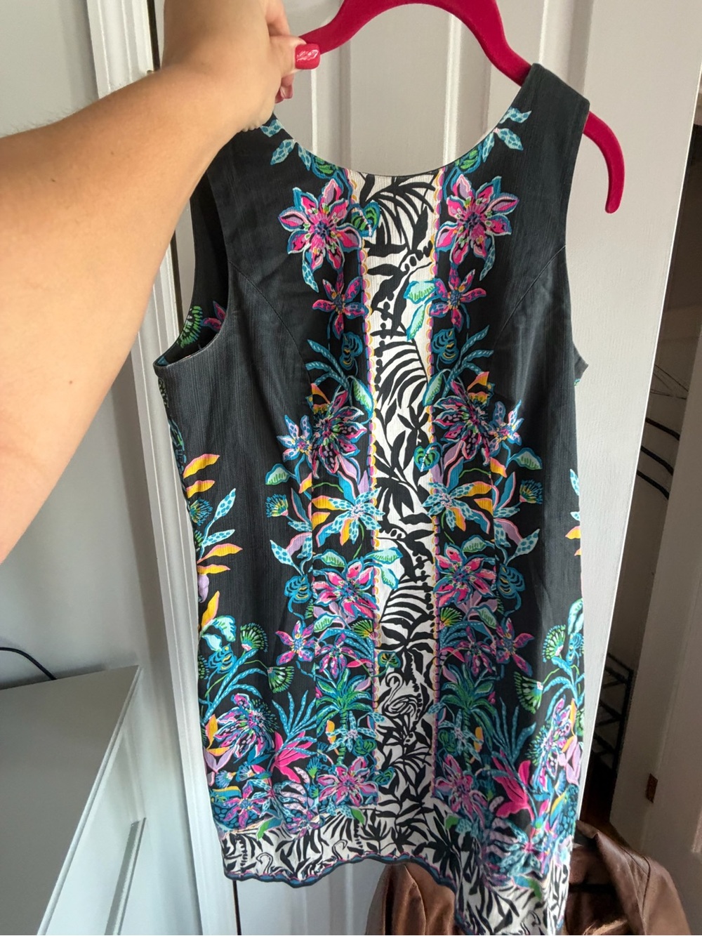 Lilly Pulitzer Black Shift Dress with Bright Floral Print